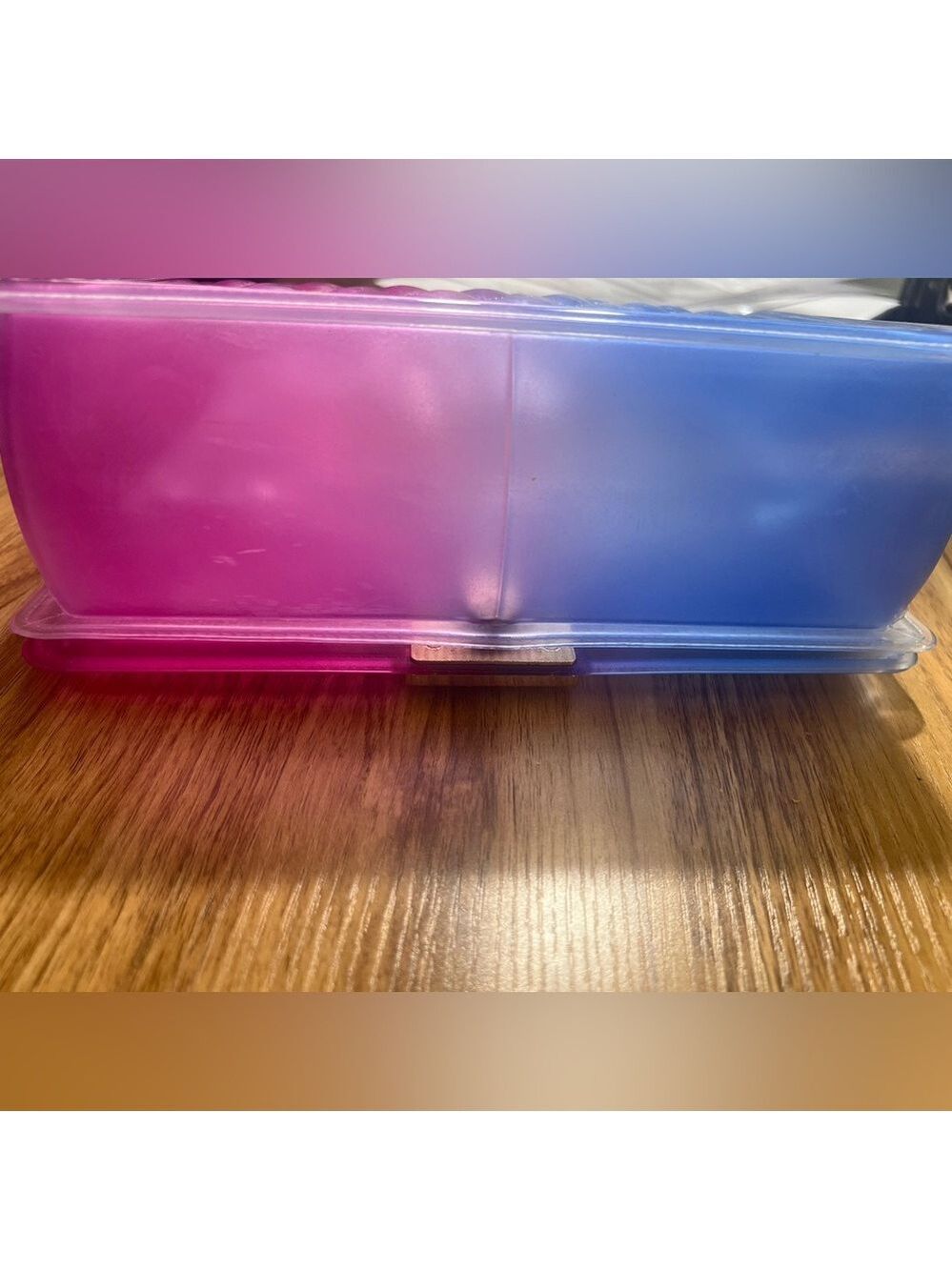 NEW! Jelly Ombré Two tone Pink Purple Blue Quilted Goldtone Chain Purse - Picture 3 of 6